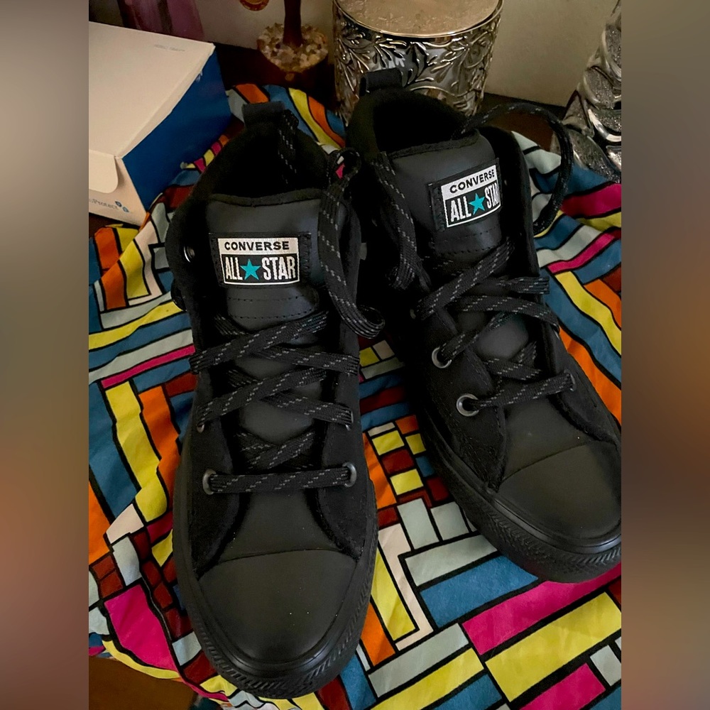 Converse high top all black sneakers